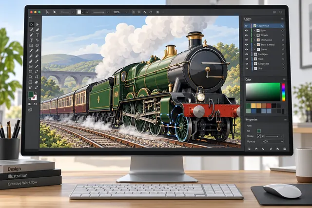 UK Illustrator Steam Train